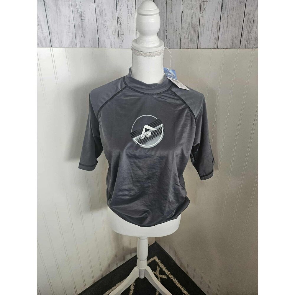 Kanu Surf Men’s Rash Guard Shirt Size L Charcoal UPF 50 Short Rashguard NWT